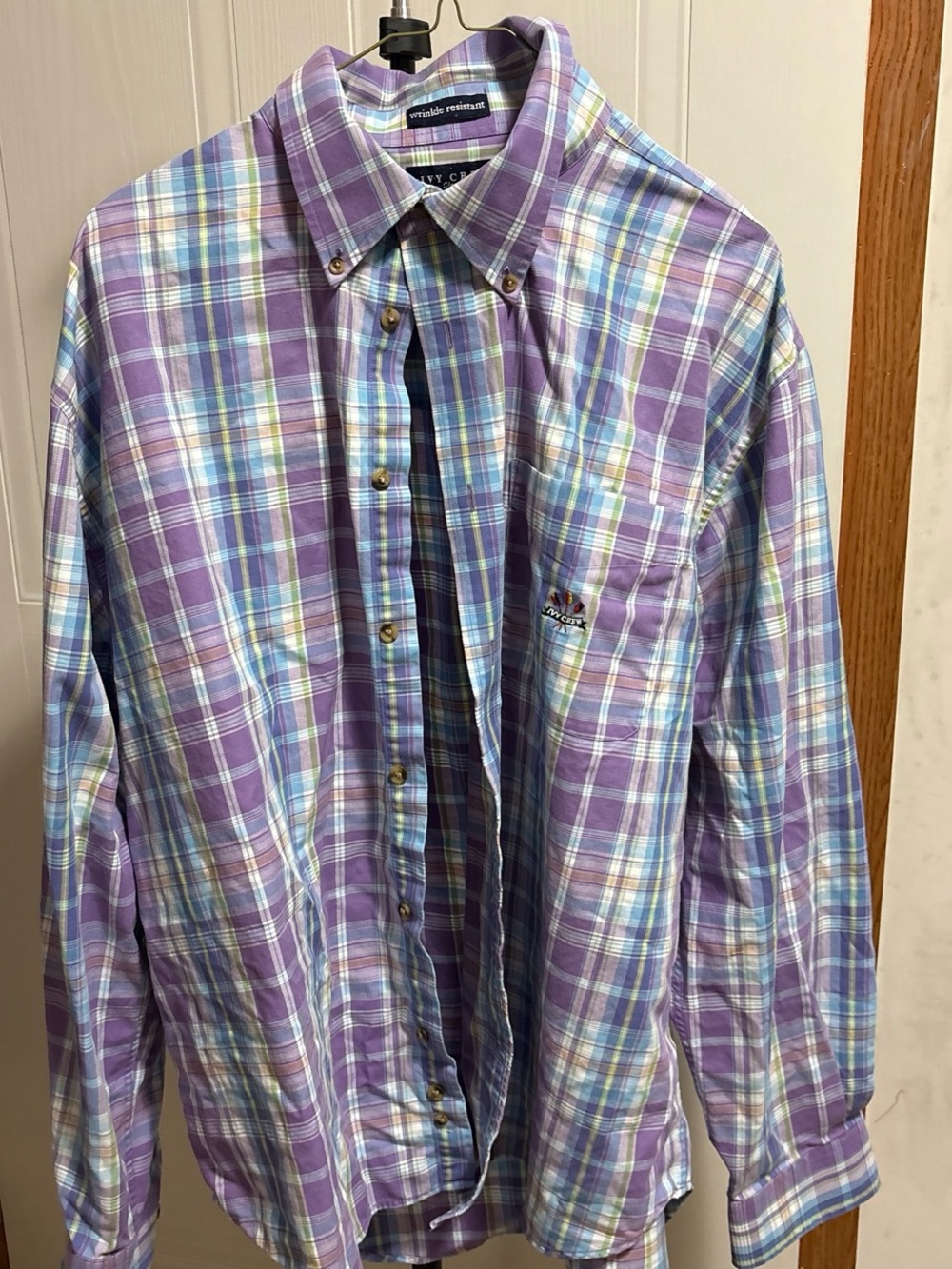 Ivy Crew Purple Plaid Cotton Button-Up Shirt